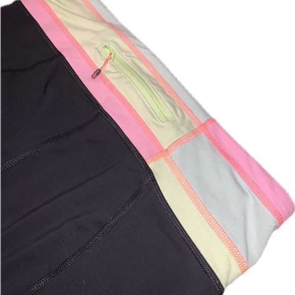 Lululemon Inspire Crop Neon Colorblock Black Athletic Yoga Pants Leggings 6 Y2K - Picture 2 of 9